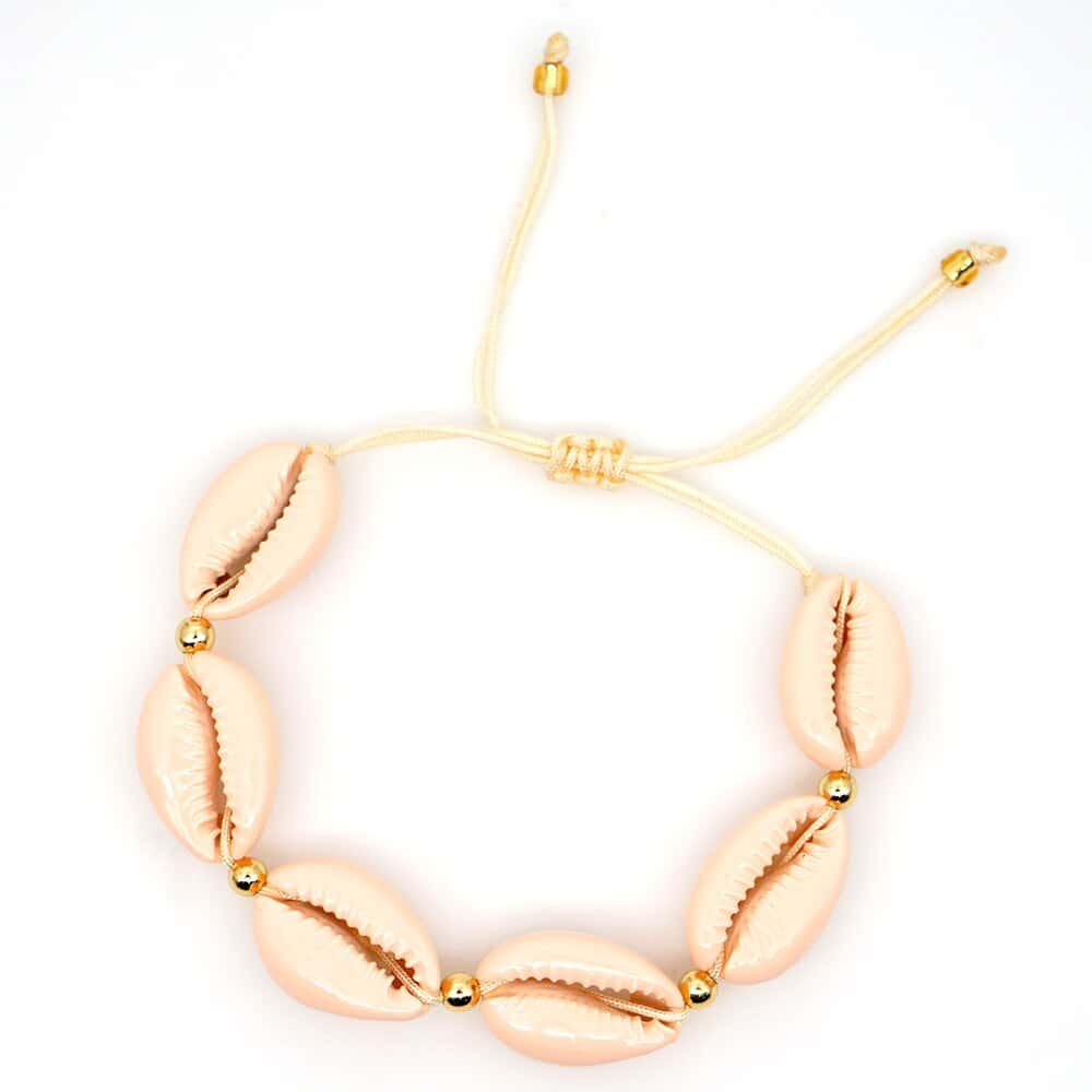 Pulsera Conchas Caracola Salmón