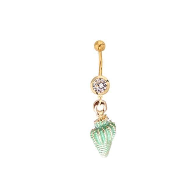 Piercing Ombligo Concha Bulot Verde