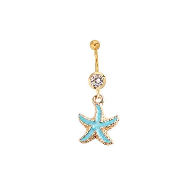 Piercing Ombligo Concha Estrella De Mar Turquesa