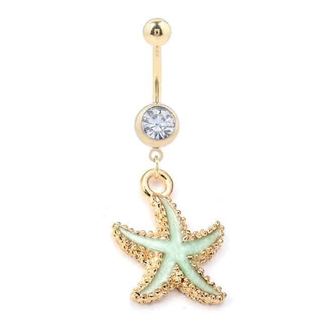Piercing Ombligo Concha Estrella De Mar Verde