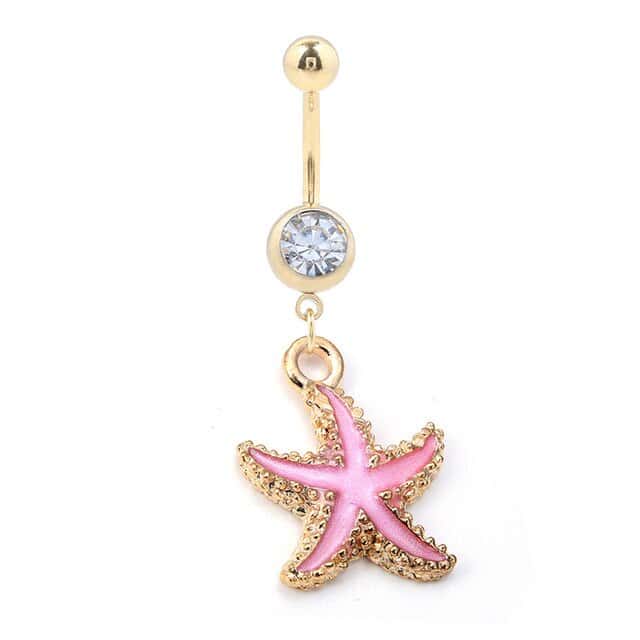 Piercing Ombligo Concha Estrella De Mar Rosa