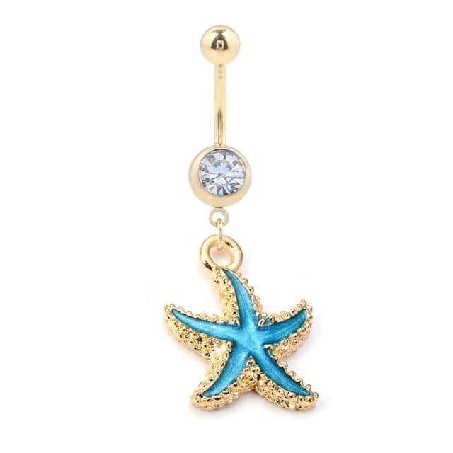 Piercing Ombligo Concha Estrella De Mar Azul