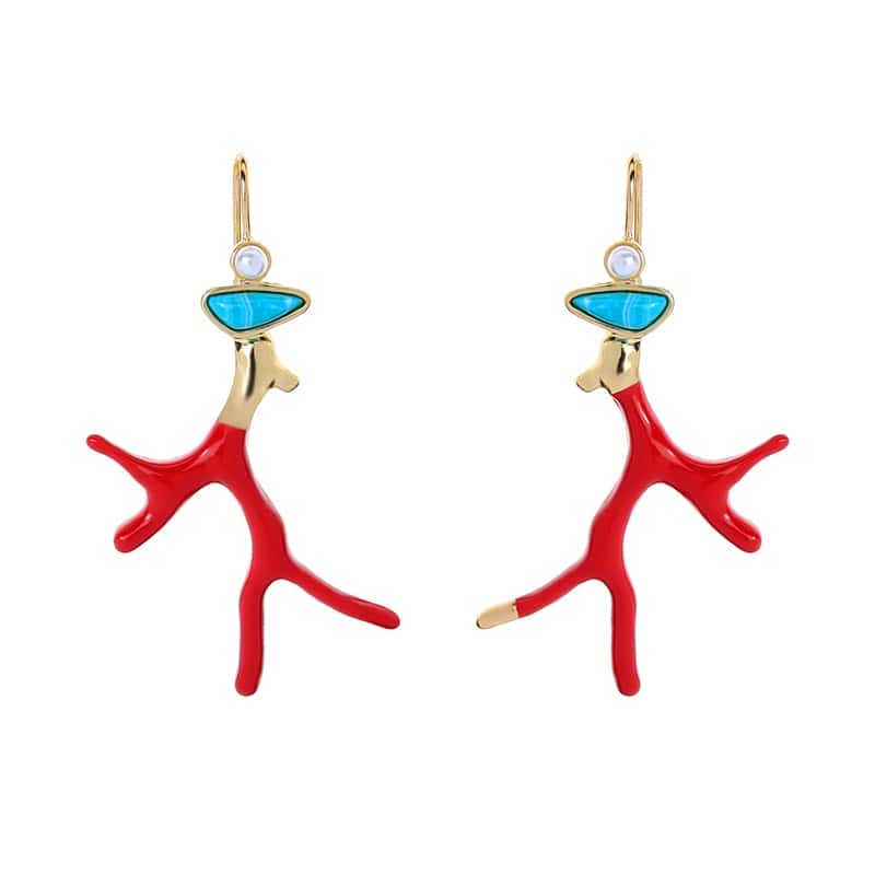 Pendientes Coral Rama Roja