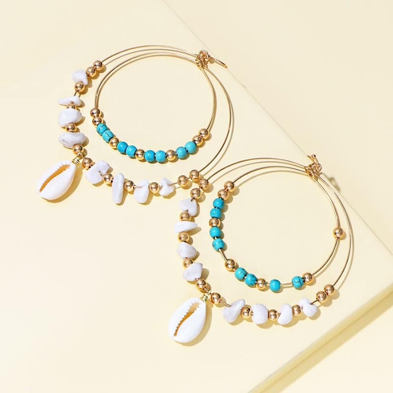 Pendientes Conchas Aros Dobles De Caracol