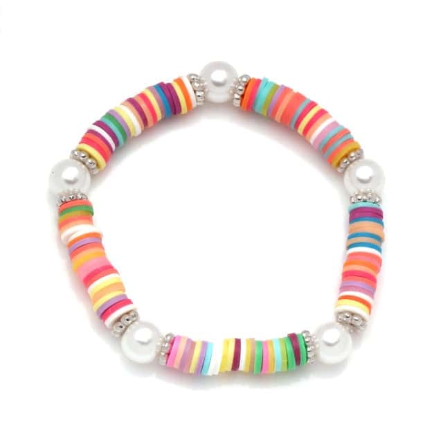 Pulsera Conchas Perlas Planas Multicolor