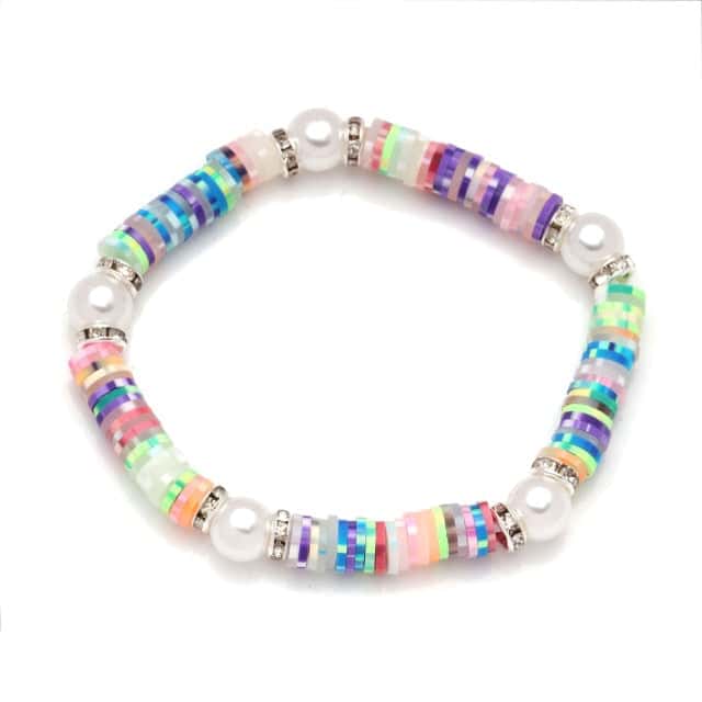 Pulsera Conchas Perlas Arcoíris