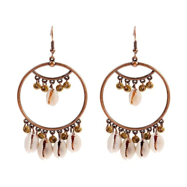 Pendientes Conchas Caracoles Y Perlas Doradas