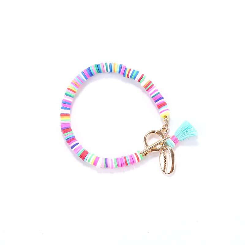 Pulsera Conchas Perlas Planas Del Mar Turquesa