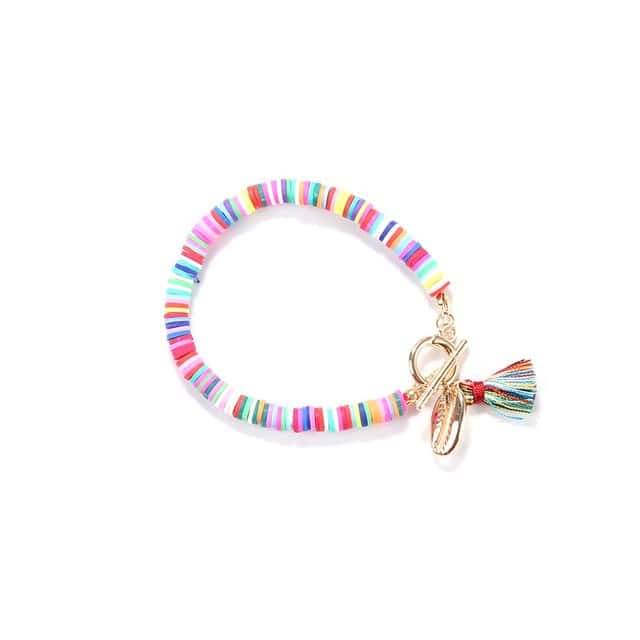 Pulsera Conchas Perlas Planas De La Selva