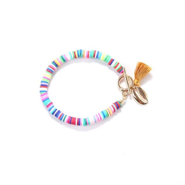 Pulsera Conchas Perlas Planas De La Tierra