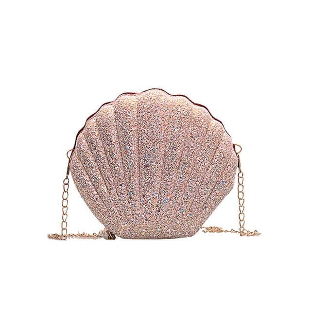 Bolso Concha Rosa Brillante