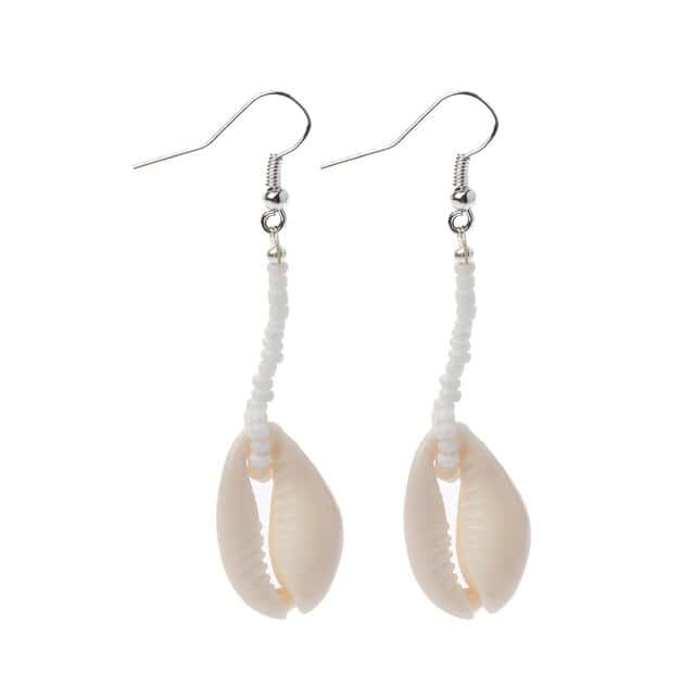 Pendientes Conchas Pequeño Caracol Blanco