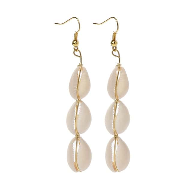 Pendientes Conchas Trío De Caracolas Blancas